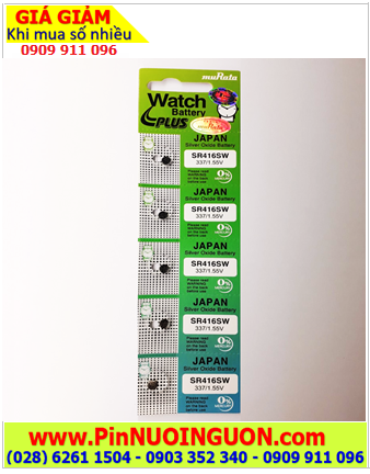 COMBO 01vỉ 5viên Pin đồng hồ 1.55v Silver Oxide MuRata Plus SR416SW (Pin 337) _Giá 129.000/Vỉ